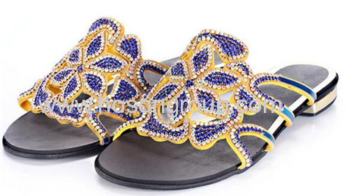 Women fashion flat heel rhinestone slippers