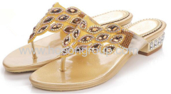 Clip on low heel rhinestone ladies slippers