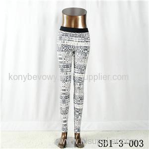 Women with Pocket Fashion Sexy Woven Printing High-waist Slimming Leggings