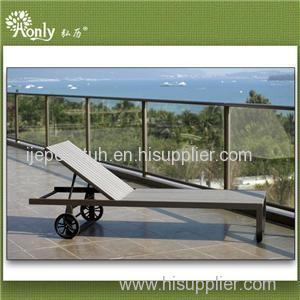 Adjustable Aluminum Plastic Wood Terrace Sun Lounger