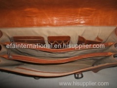 High quality genuine cow top grain full grain leather briefcase office bag