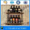 Wrought Iron Antiue Look Storage Wine Rack Wall Mounted Reclaimed Wood 2 Layers For Salon