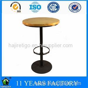 Industrial Vintage Metal Frame Round Wooden Cocktail Pub Table