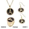Eiffel Tower Eearrings Necklace Jewelry Set /Rings Necklace Pendant Gold Jewelry Set