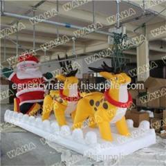 Customized Inflatable Santa With Sleigh And Reindeer For Outdoor Christmas Decoration With Led Ligh