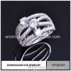 Brass Material Jewelry Ring Clear Zircon Stone Finger Ring Holder