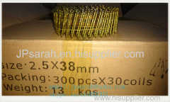 yellow Coated Copper Decorative Coil Nails for sale