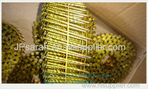 high quality yellow painted copper wire welded coil nails