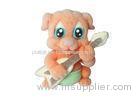 Orange Little Dog Toy Stuffed Animals Harmless PVC With Musical Instrument