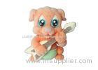Orange Little Dog Toy Stuffed Animals Harmless PVC With Musical Instrument