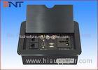 Black Tabletop Hidden Manual Flip Up Power Outlet Multi Functional With Panel Cover