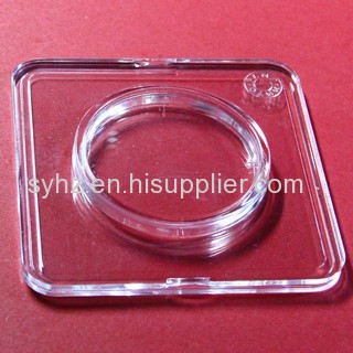 Square coin capsule with inner circle