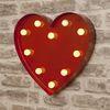 Vintage Red Heart Shape Metal 9'' LED Light Up Letters Circus Style for Lovers