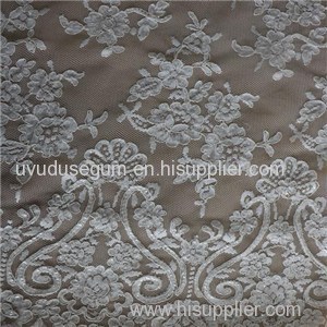 Floral Cord Bridal Lace Fabrics With Sequins