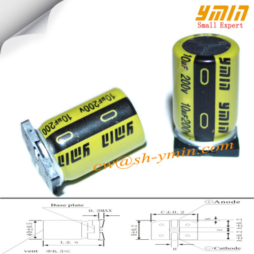 SMD aluminum electrolytic capacitor for power supply