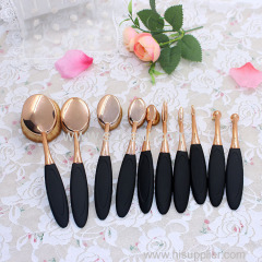 Private Lable High Quality Rose Gold Oval Makeup Brush Set with Customer Logo Design