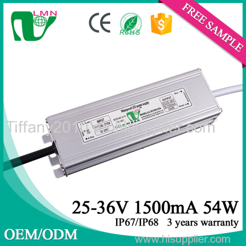 36V 1500ma waterproof constant current led driver IP67 Waterproof