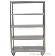 Stainless steel trolley/rack car for cleanroom