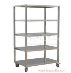 Stainless steel trolley/rack car for cleanroom