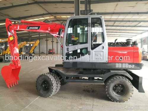 new small red 6.5ton wheel excavator with grab
