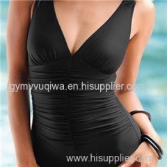 Ladies Tummy Control Body Swimsuit Deep V Neckline & Scoop Back