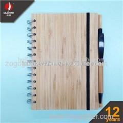 Bamboo Spiral Notebook With Recycle Pen