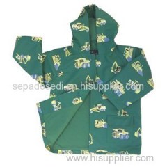 YJ-1109 Hooded Cute Green PU Toddler Light Rain Jacket Rains Raincoat