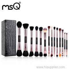 MSQ 14pcs rose gold end-doubled cosmetics brush set with high quality material