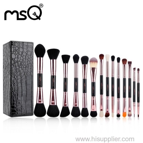 14pcs rose gold end-doubled cosmetics brush set