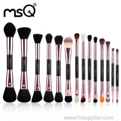 MSQ 14pcs rose gold end-doubled cosmetics brush set with high quality material