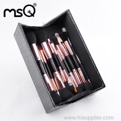 MSQ 14pcs rose gold end-doubled cosmetics brush set with high quality material