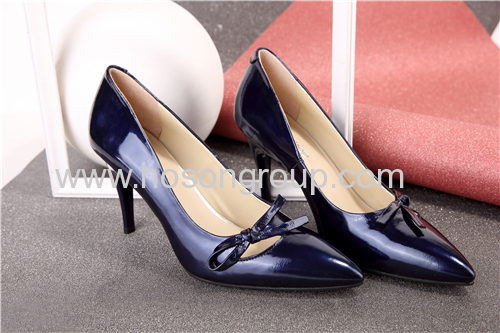 Bowtie patent leather foldabel heel women dress shoes