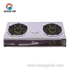 Classic Stainless Steel Double Burner Blue Fire Desktop Gas Range