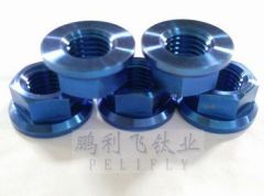 Titanium hex flamge nuts DIN1661 colored titanium GR2 DIN6923 hexagon flange nuts