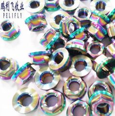 Titanium hex flamge nuts DIN1661 colored titanium GR2 DIN6923 hexagon flange nuts