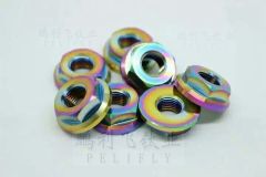 Titanium hex flamge nuts DIN1661 colored titanium GR2 DIN6923 hexagon flange nuts