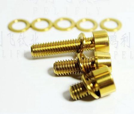 Golden color titanium GR5 SOCKET HEAD CAP SCREWS AND TAPERED SOCKET HEAD CAP SCREWS