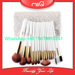 MSQ Brand Pro 15pcs High Quality Makeup Brushes Set Soft Synthetic Hair Cosmetic Tool PU Leather Case For Fashion Beauty