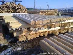 Machine rounded (cylindrical) log (siberian larch pinecedar) directly from manufacturer