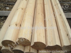 Machine rounded (cylindrical) log (siberian larch pinecedar) directly from manufacturer