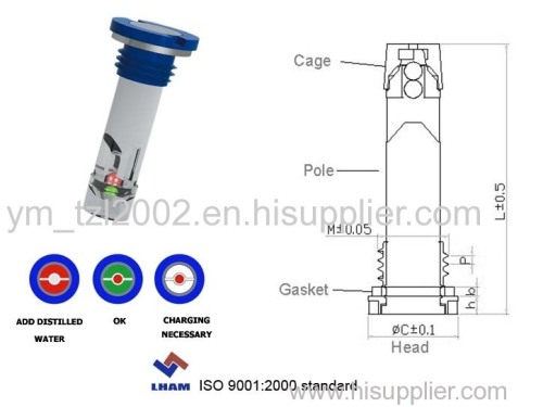 battery charge indicator for car battery with 2 balls