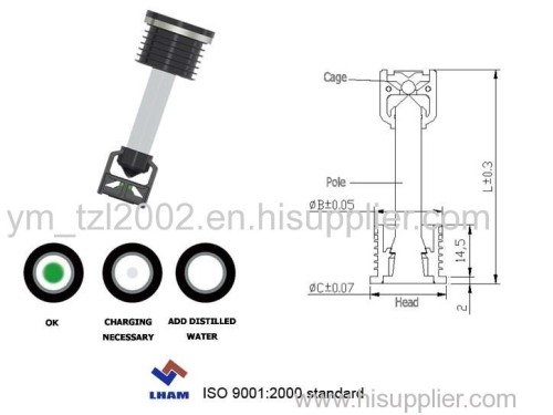 battery charge eye status display for car battery with 1 ball