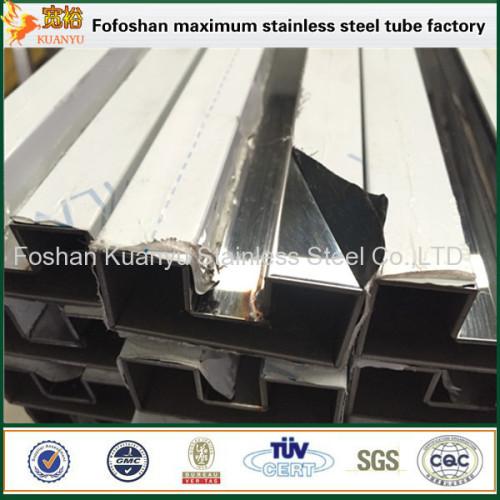 25*25mm sizes tp316 stainless steel square single slot tubing