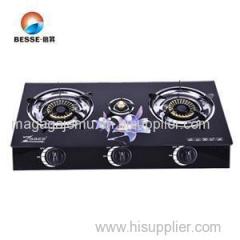 Kitchen Use Triple Burner Tempered Glass Table Top Cookware Gas Range