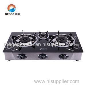 Three Burners Tempered Glass Table Top Kitchen Use Cookware Gas Burner