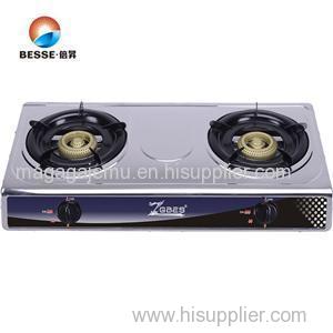 Stainless Steel Panel Double Burner Desktop Gas Cooker With 2 Burners