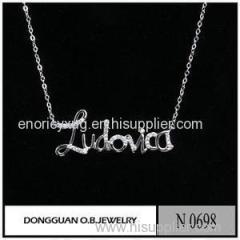 Wholesale New Custom Design Letter Charms Silver Alphabet Pendant Necklace