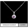 Pink Color Single Stone Pendant Necklace/silver Plated Classic Design