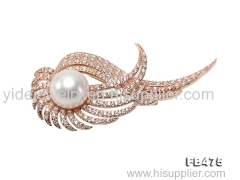 White Flatly Round Freshwater Pearl Brooch/Pendant