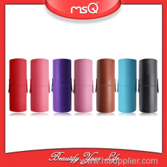 MSQ High quality PU cylinder leather cosmetic brush case